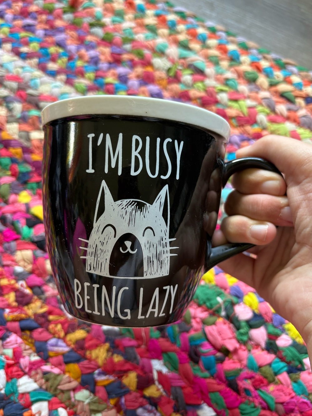 CAT MUG- "I'M BUSY BEING LAZY"